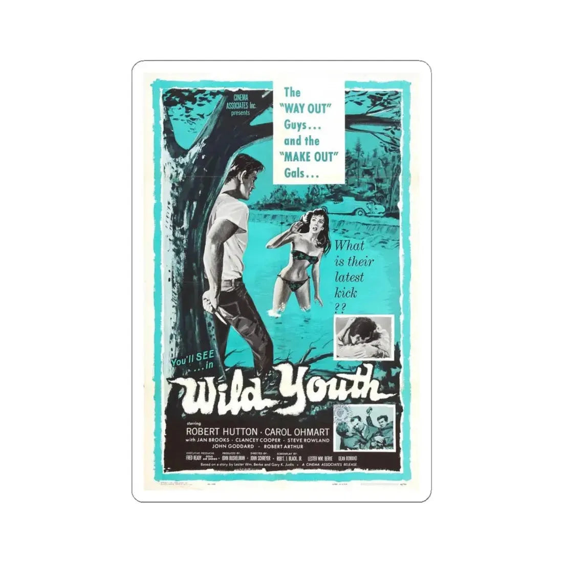 NAKED YOUTH 1961 Movie Poster - STICKER Vinyl Kiss-Cut Decal 4 Inch White - The Sticker Space