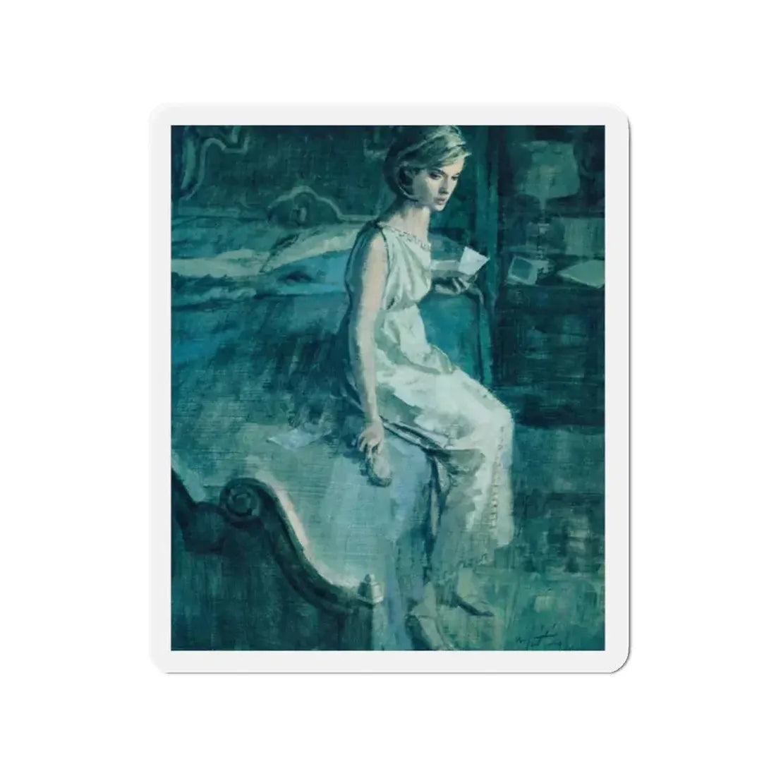 Name In Lights by Suzanne Ebel, Woman And Home magazine, 1968 (Magazine Illustration) Refrigerator Magnet 2 Inch - The Sticker Space