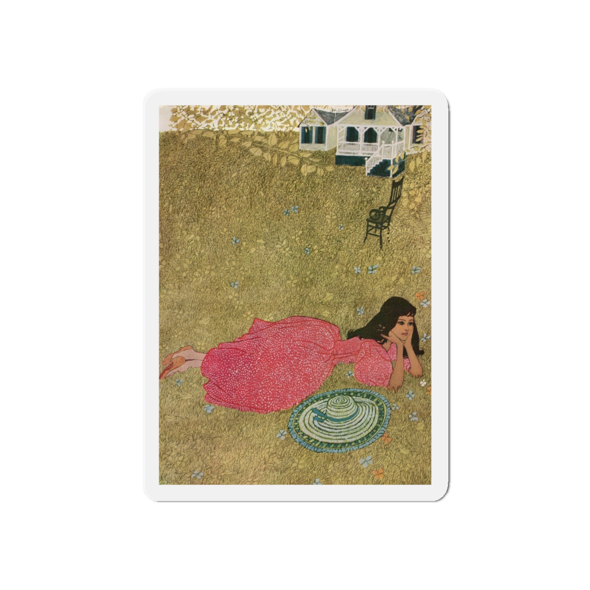 Nancy and Saralee (2), Cosmopolitan, February 1958 (Magazine Illustration) Refrigerator Magnet-6 × 6"-The Sticker Space