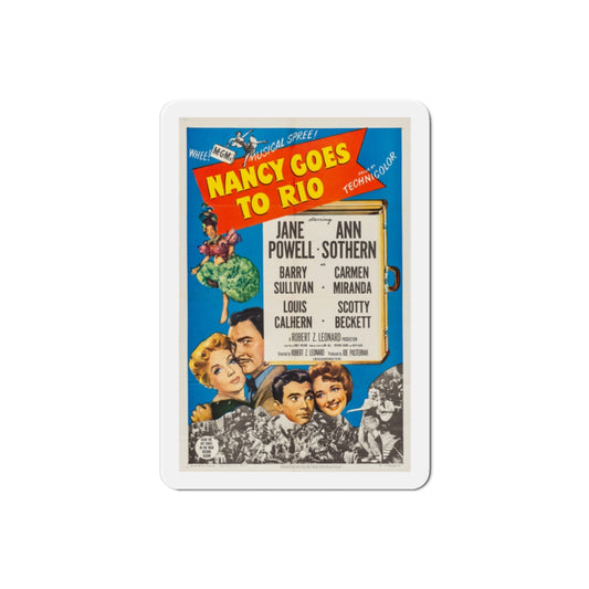 Nancy Goes to Rio 1950 Movie Poster Die-Cut Magnet-2 Inch-The Sticker Space