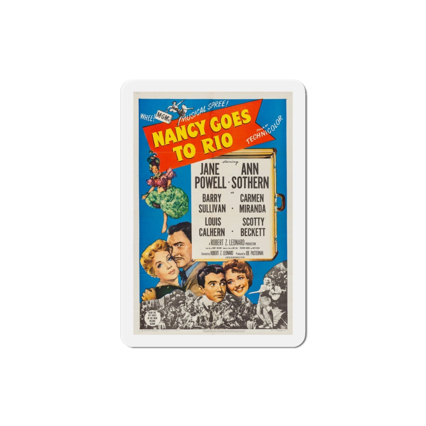 Nancy Goes to Rio 1950 Movie Poster Die-Cut Magnet-3 Inch-The Sticker Space