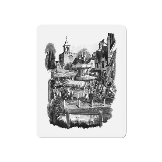 Nandi And The Goldfish by Cledwyn Hughes, Woman's Journal, 1962 (Magazine Illustration) Refrigerator Magnet 6 Inch - The Sticker Space