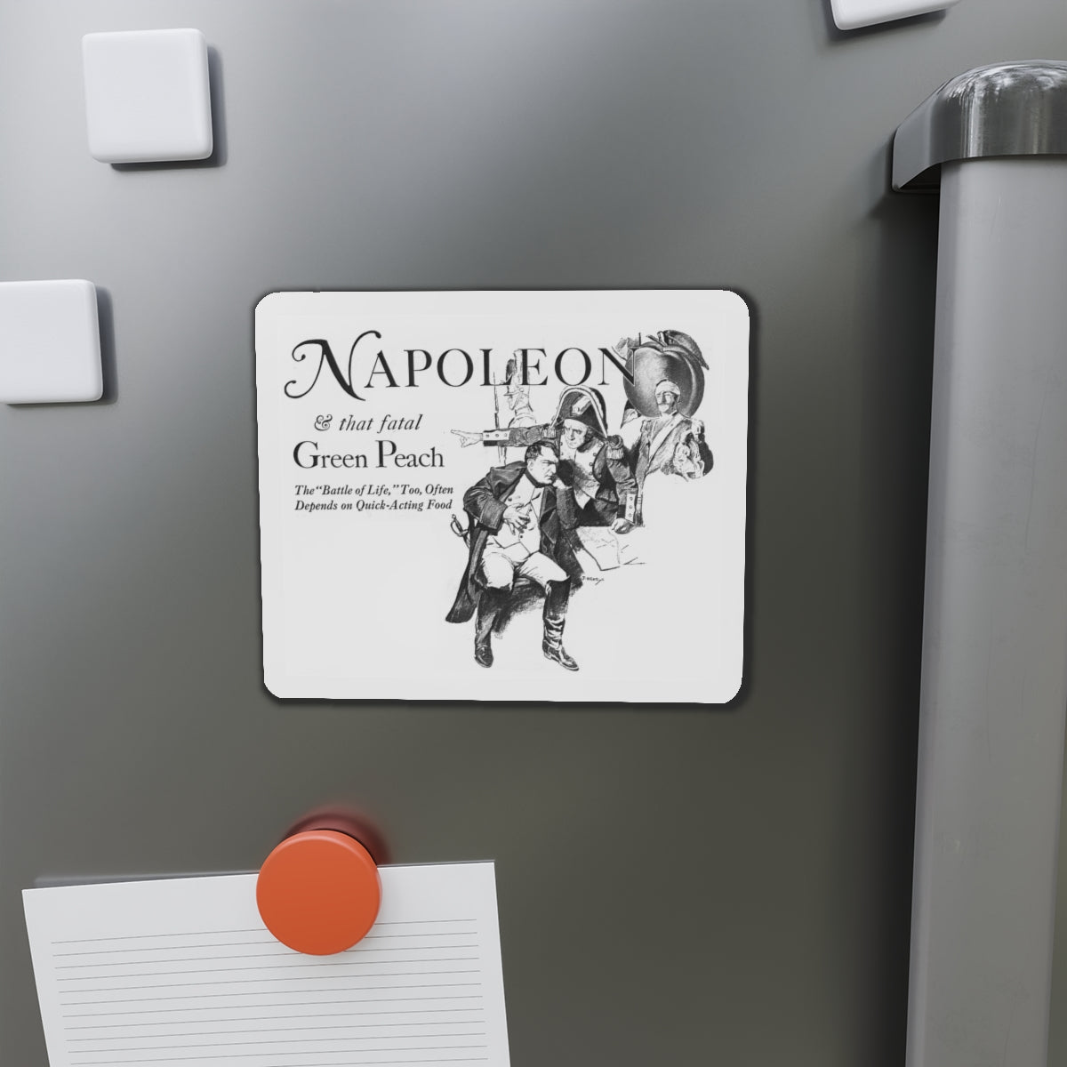 Napoleon and the Peach (Magazine Illustration) Refrigerator Magnet-The Sticker Space