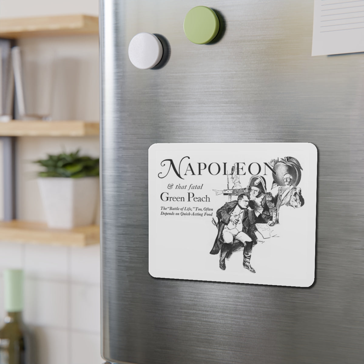 Napoleon and the Peach (Magazine Illustration) Refrigerator Magnet-The Sticker Space