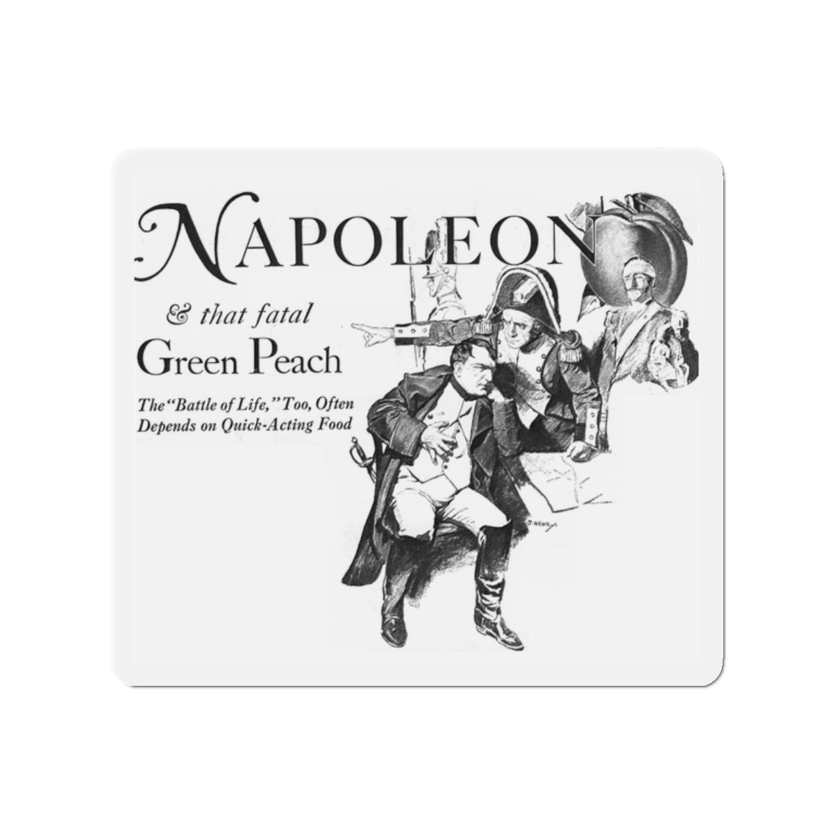 Napoleon and the Peach (Magazine Illustration) Refrigerator Magnet-2" x 2"-The Sticker Space