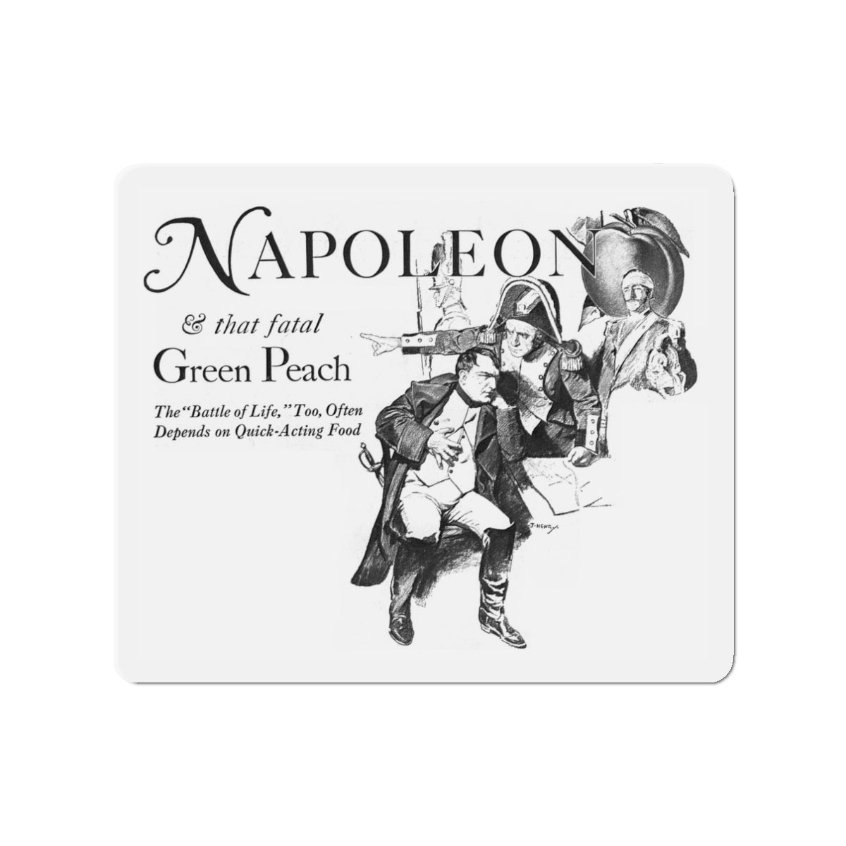 Napoleon and the Peach (Magazine Illustration) Refrigerator Magnet-3" x 3"-The Sticker Space