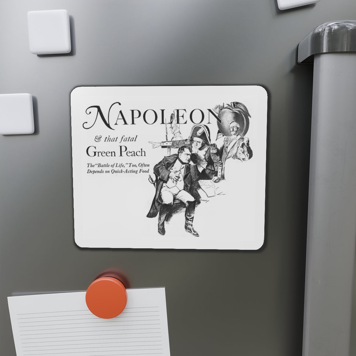 Napoleon and the Peach (Magazine Illustration) Refrigerator Magnet-The Sticker Space