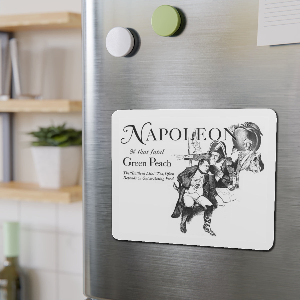 Napoleon and the Peach (Magazine Illustration) Refrigerator Magnet-The Sticker Space