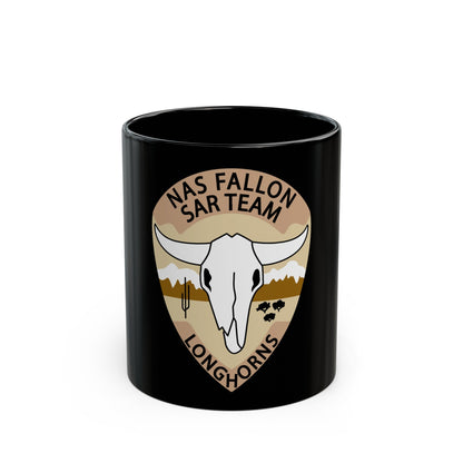 NAS Fallon SAR Longhorns (U.S. Navy) Black Coffee Mug-11oz-The Sticker Space