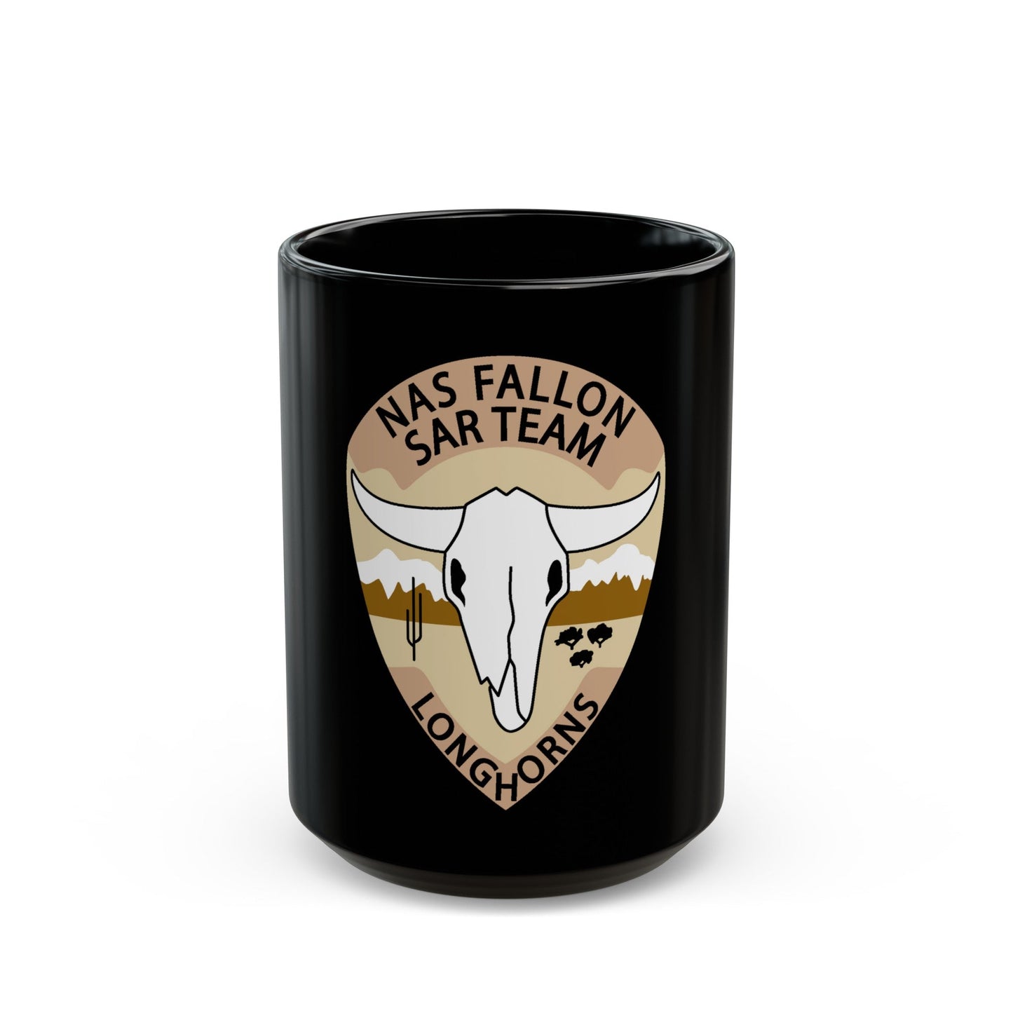 NAS Fallon SAR Longhorns (U.S. Navy) Black Coffee Mug-15oz-The Sticker Space