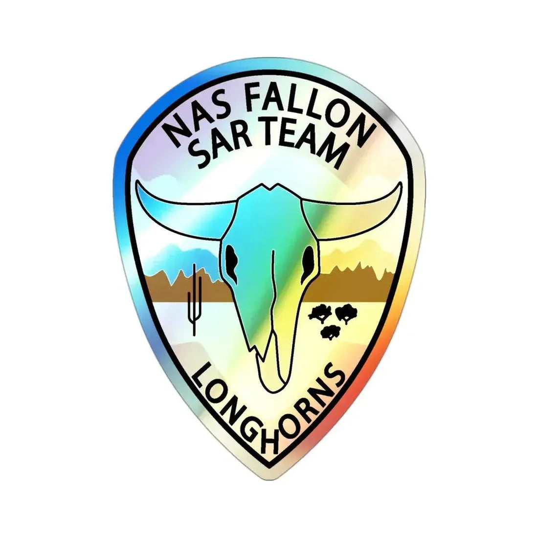 NAS Fallon SAR Longhorns (U.S. Navy) Holographic STICKER Die-Cut Vinyl Decal 3 Inch Holographic - The Sticker Space