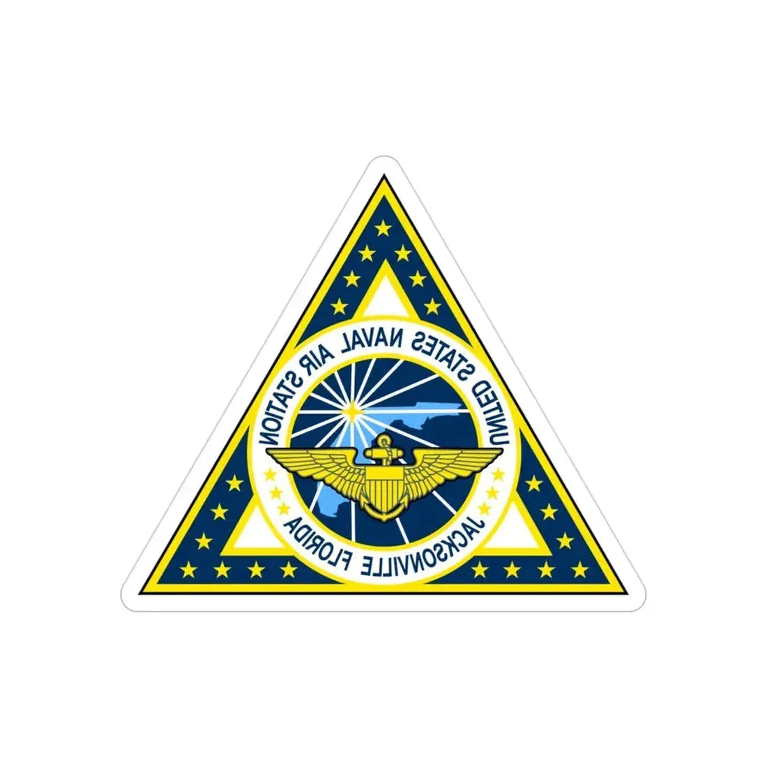 NAS Jacksonville FL (U.S. Navy) REVERSE PRINT Transparent Die-Cut STICKER 3 Inch Die-Cut Transparent - The Sticker Space