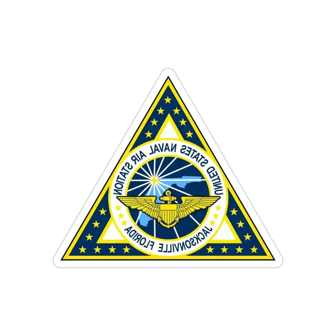 NAS Jacksonville FL (U.S. Navy) REVERSE PRINT Transparent Die-Cut STICKER 6 Inch Die-Cut Transparent - The Sticker Space