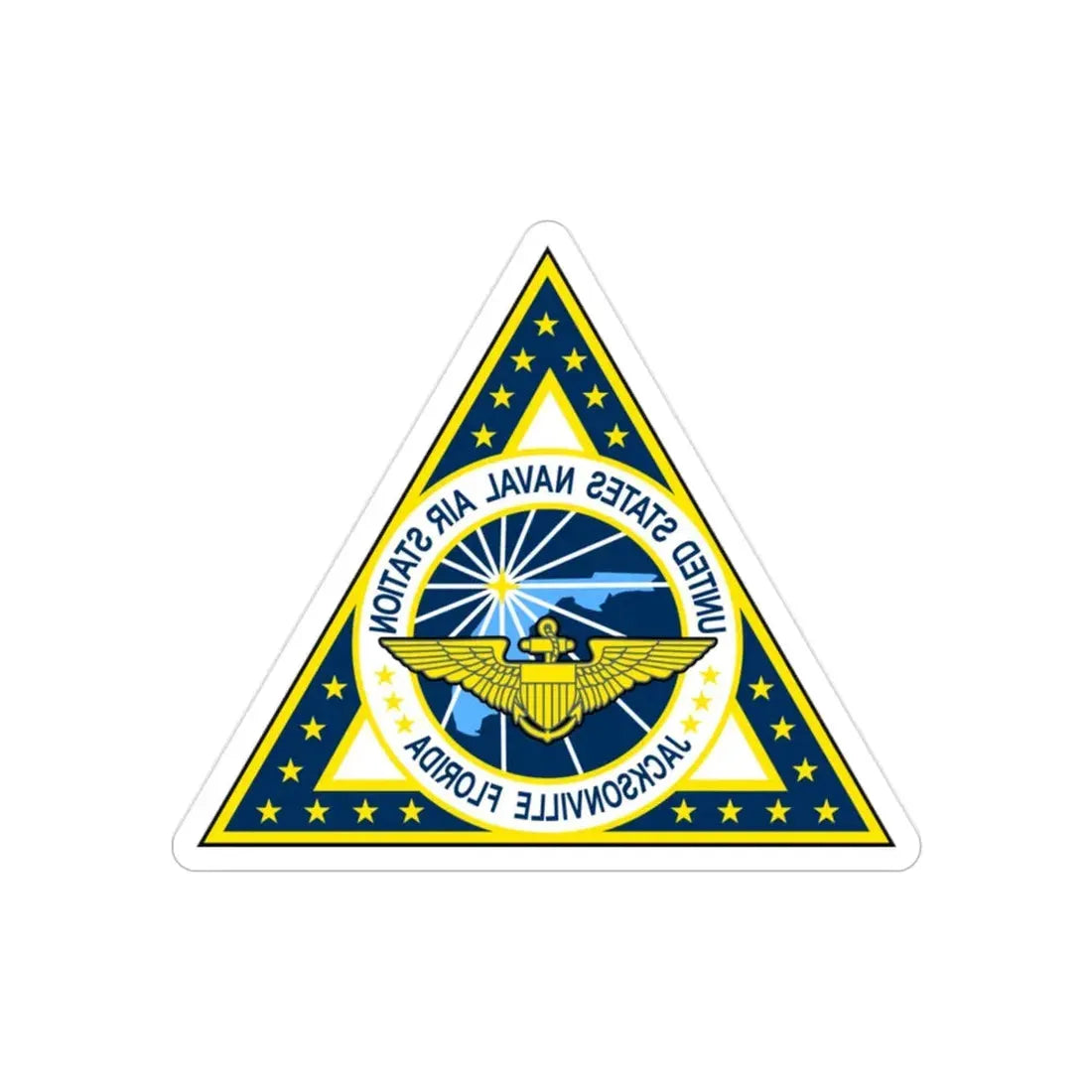 NAS Jacksonville FL (U.S. Navy) REVERSE PRINT Transparent Die-Cut STICKER - The Sticker Space