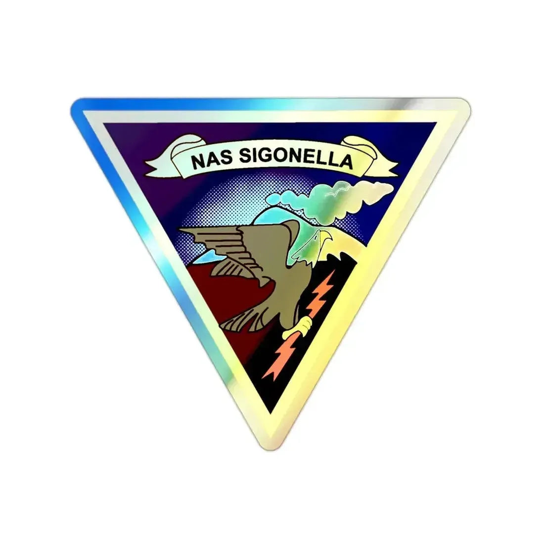 NAS Sigonella (U.S. Navy) Holographic STICKER Die-Cut Vinyl Decal 2 Inch Holographic - The Sticker Space