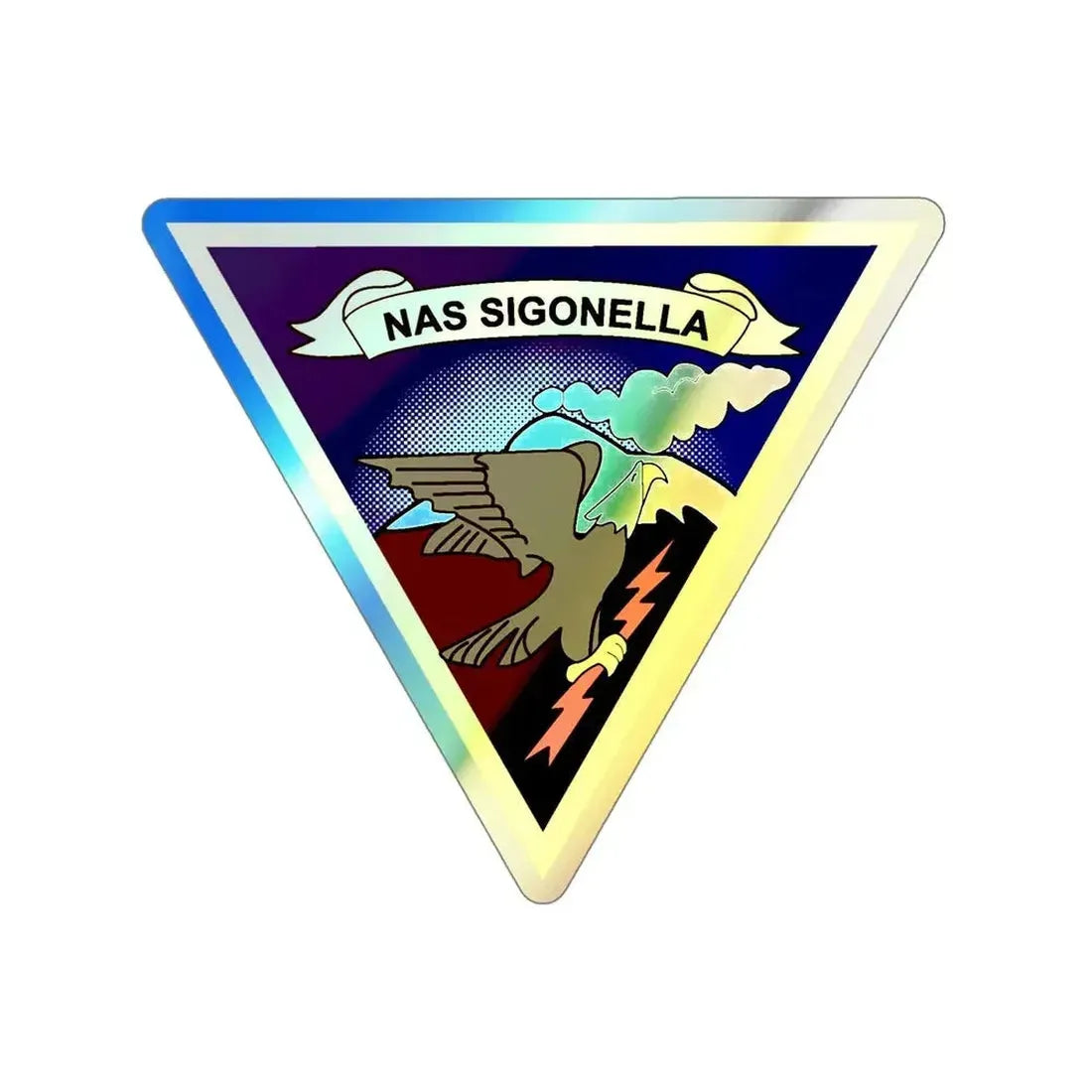 NAS Sigonella (U.S. Navy) Holographic STICKER Die-Cut Vinyl Decal 5 Inch Holographic - The Sticker Space