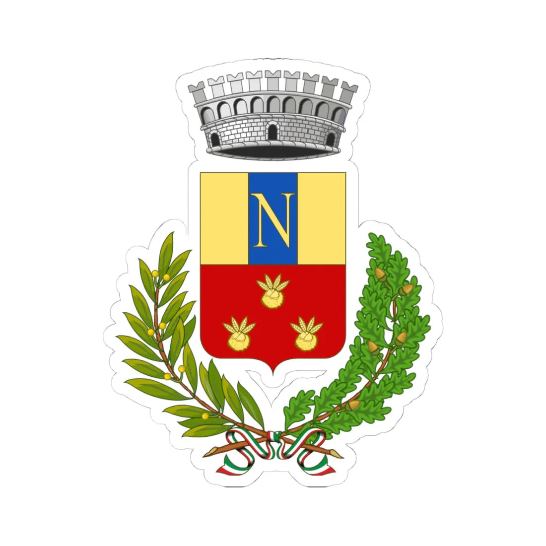 Nasino-Stemma (Italy) (Coat of Arms) STICKER Vinyl Kiss-Cut Decal 4 Inch White - The Sticker Space