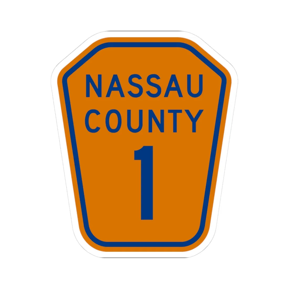 Nassau County 1 NY (New York) (Road Sign) STICKER Vinyl Kiss-Cut Decal 3 Inch White - The Sticker Space