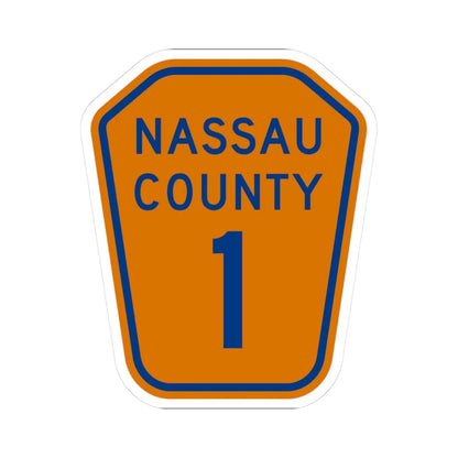 Nassau County 1 NY (New York) (Road Sign) STICKER Vinyl Kiss-Cut Decal 3 Inch White - The Sticker Space
