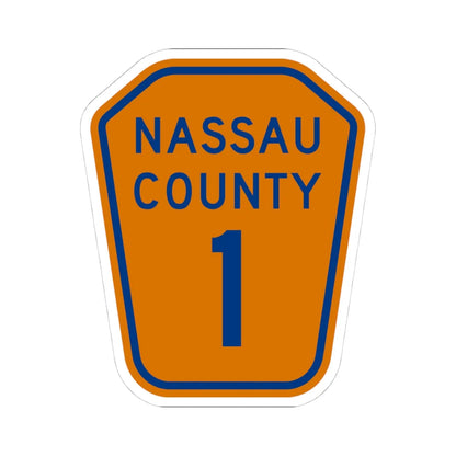 Nassau County 1 NY (New York) (Road Sign) STICKER Vinyl Kiss-Cut Decal 4 Inch White - The Sticker Space