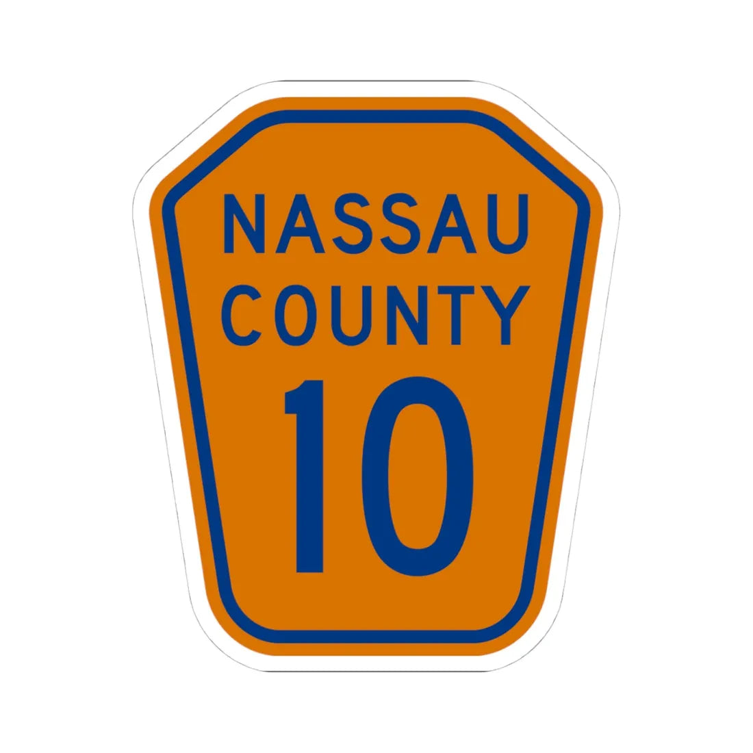 Nassau County 10 NY (New York) (Road Sign) STICKER Vinyl Kiss-Cut Decal 4 Inch White - The Sticker Space