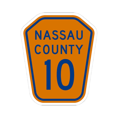 Nassau County 10 NY (New York) (Road Sign) STICKER Vinyl Kiss-Cut Decal 4 Inch White - The Sticker Space