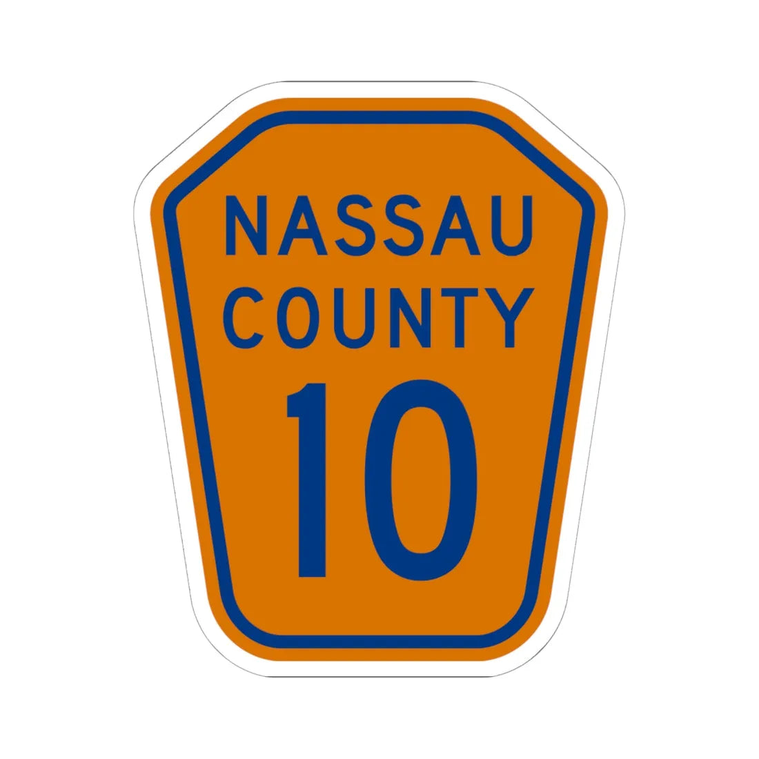 Nassau County 10 NY (New York) (Road Sign) STICKER Vinyl Kiss-Cut Decal 6 Inch White - The Sticker Space