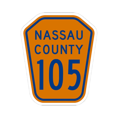 Nassau County 105 NY (New York) (Road Sign) STICKER Vinyl Kiss-Cut Decal 4 Inch White - The Sticker Space