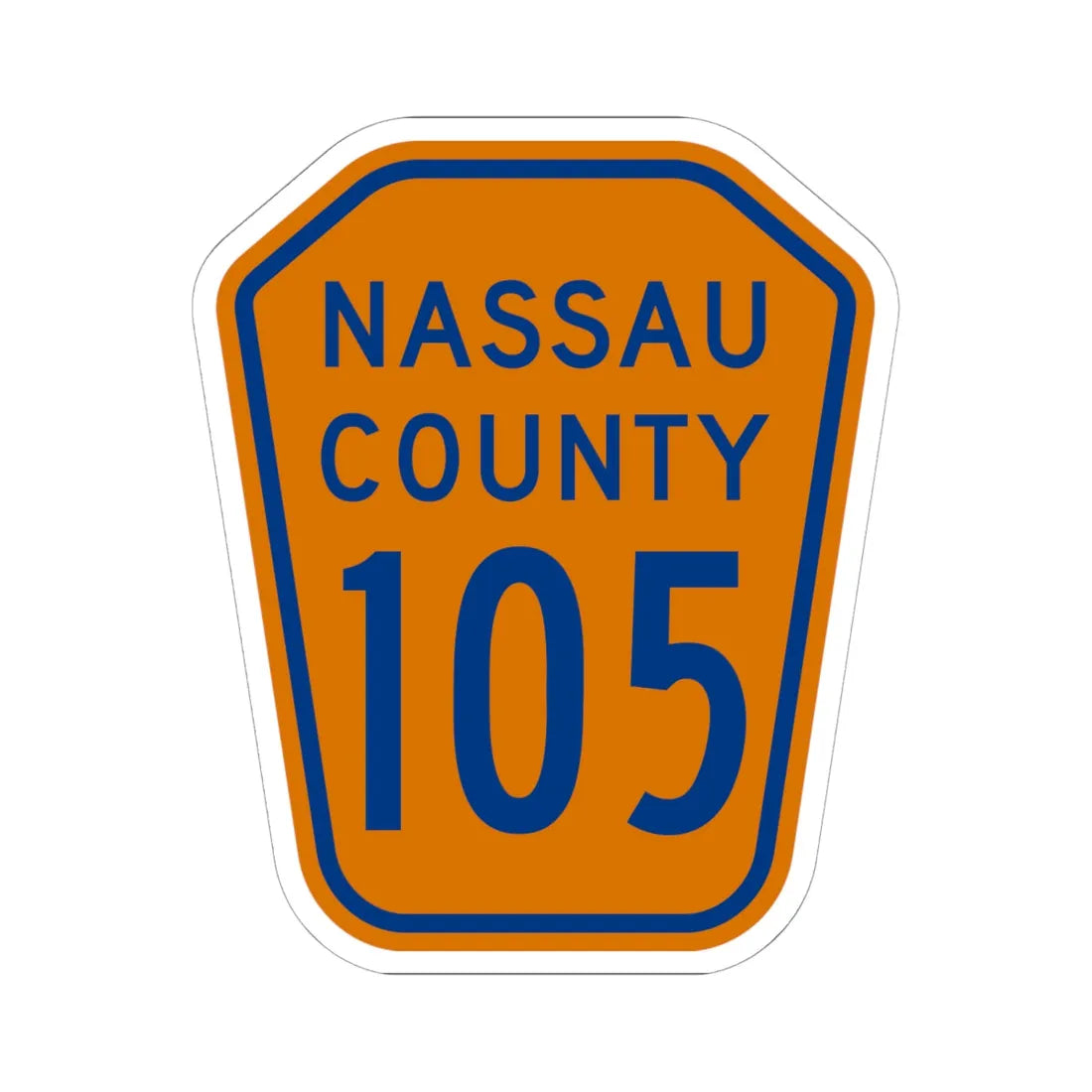Nassau County 105 NY (New York) (Road Sign) STICKER Vinyl Kiss-Cut Decal 6 Inch White - The Sticker Space