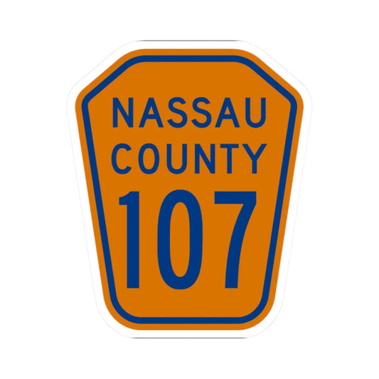 Nassau County 107 NY (New York) (Road Sign) STICKER Vinyl Kiss-Cut Decal 2 Inch White - The Sticker Space