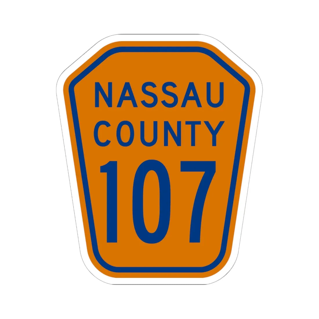 Nassau County 107 NY (New York) (Road Sign) STICKER Vinyl Kiss-Cut Decal 6 Inch White - The Sticker Space