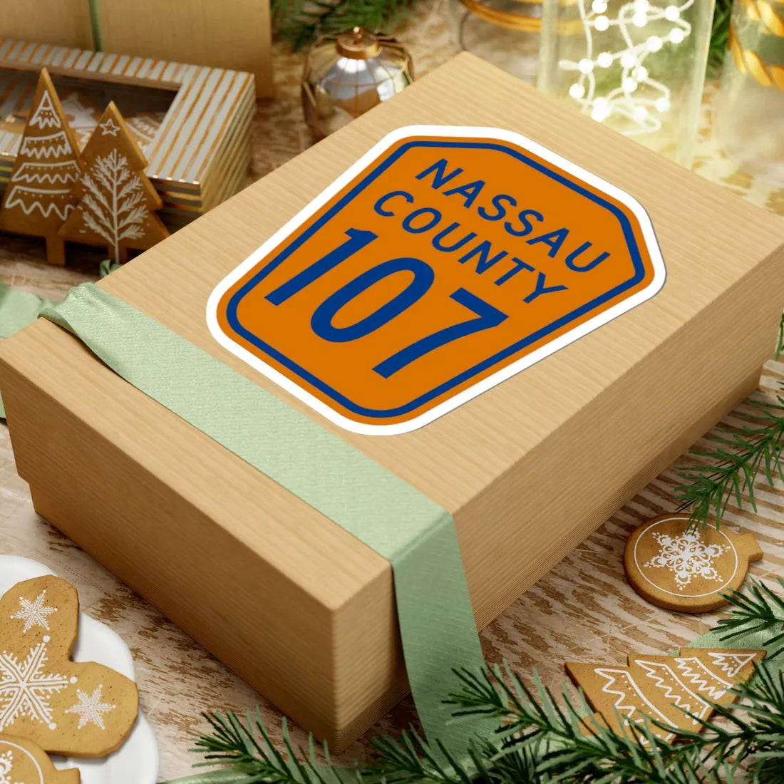 Nassau County 107 NY (New York) (Road Sign) STICKER Vinyl Kiss-Cut Decal - The Sticker Space