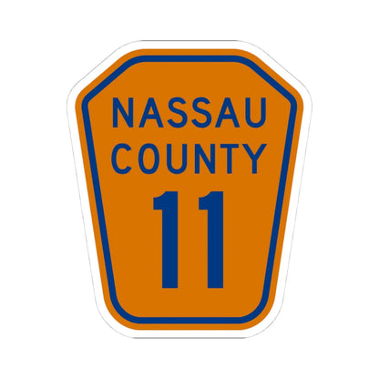 Nassau County 11 NY (New York) (Road Sign) STICKER Vinyl Kiss-Cut Decal 4 Inch White - The Sticker Space
