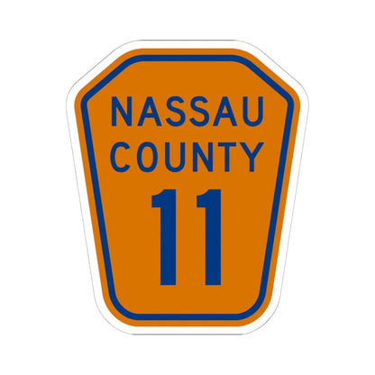 Nassau County 11 NY (New York) (Road Sign) STICKER Vinyl Kiss-Cut Decal 6 Inch White - The Sticker Space