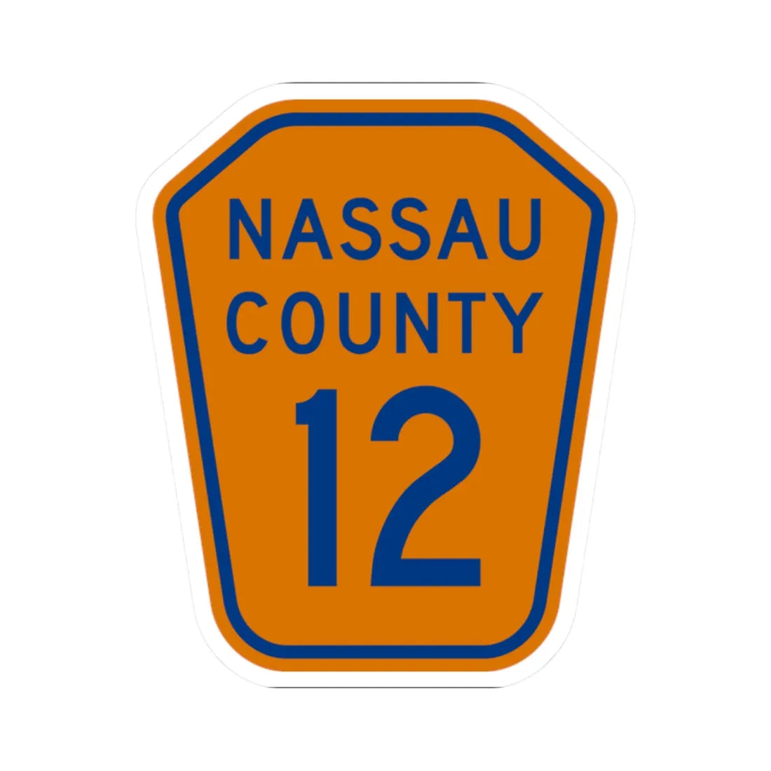 Nassau County 12 NY (New York) (Road Sign) STICKER Vinyl Kiss-Cut Decal 2 Inch White - The Sticker Space