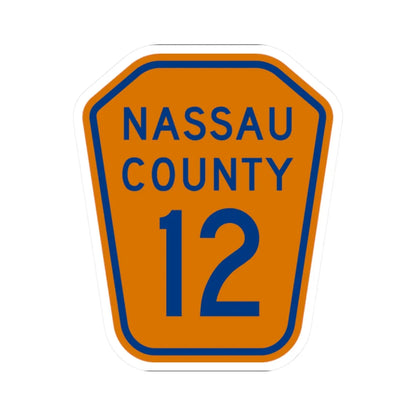 Nassau County 12 NY (New York) (Road Sign) STICKER Vinyl Kiss-Cut Decal 2 Inch White - The Sticker Space