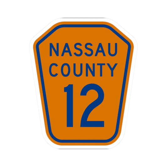 Nassau County 12 NY (New York) (Road Sign) STICKER Vinyl Kiss-Cut Decal 2 Inch White - The Sticker Space