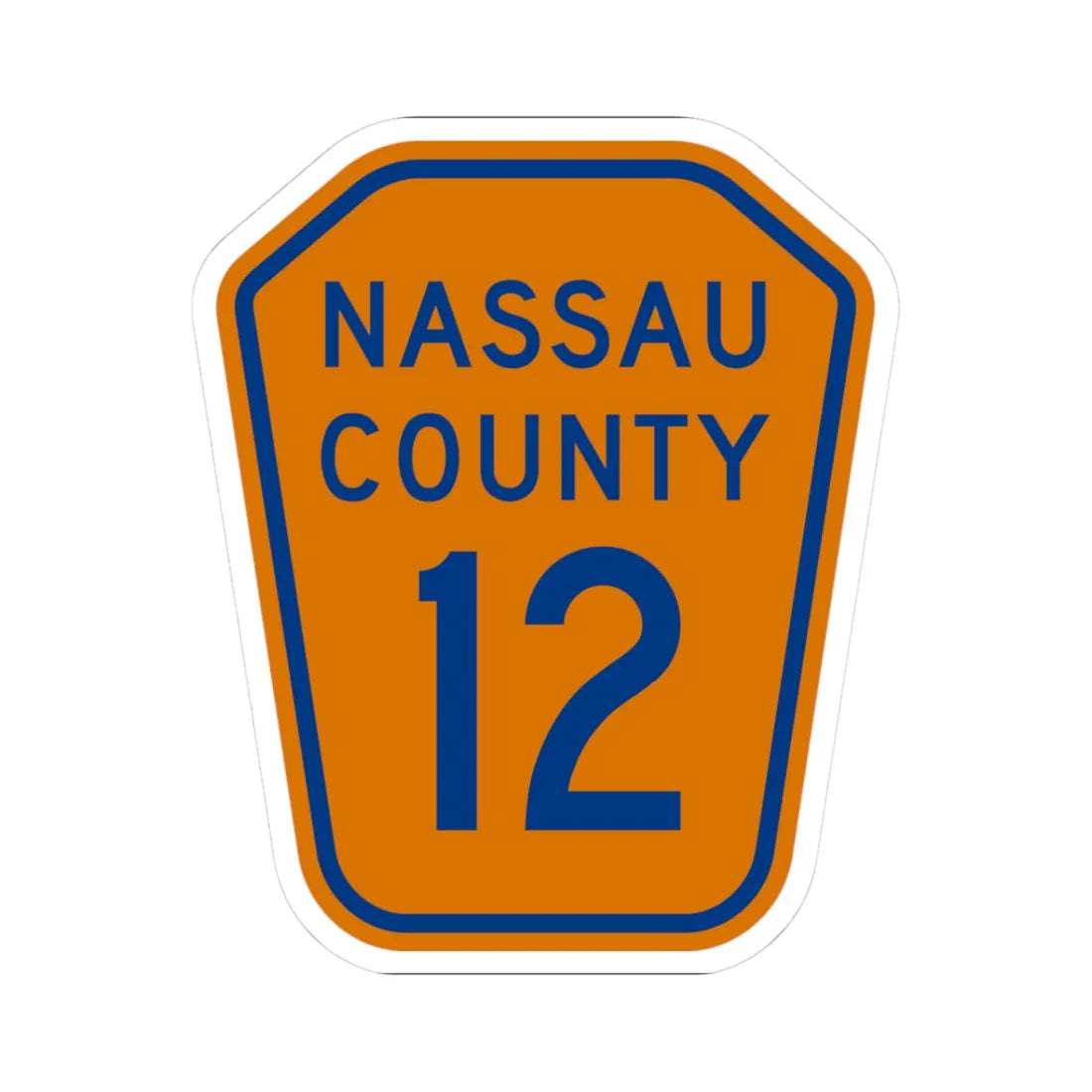 Nassau County 12 NY (New York) (Road Sign) STICKER Vinyl Kiss-Cut Decal 3 Inch White - The Sticker Space