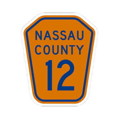 Nassau County 12 NY (New York) (Road Sign) STICKER Vinyl Kiss-Cut Decal 4 Inch White - The Sticker Space