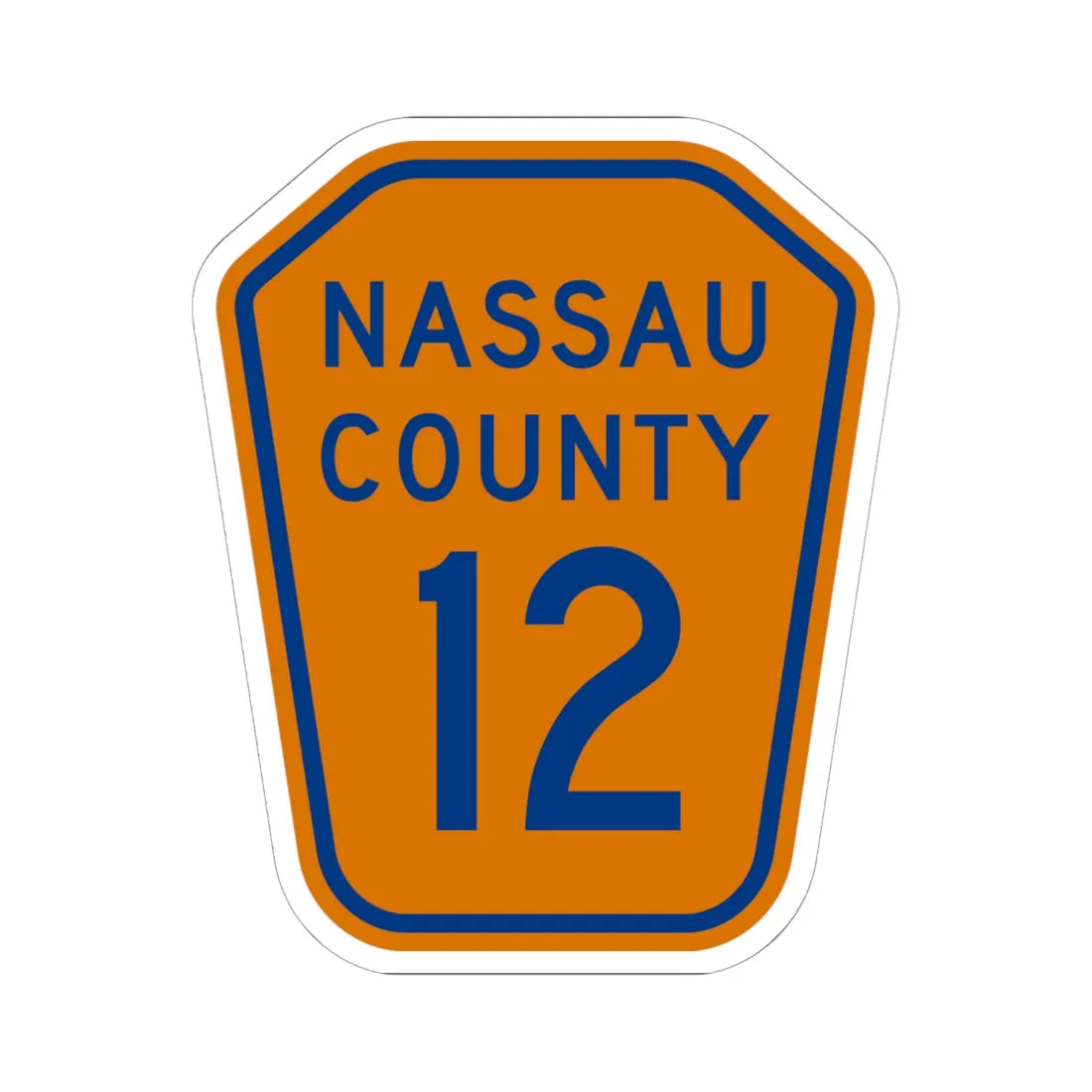 Nassau County 12 NY (New York) (Road Sign) STICKER Vinyl Kiss-Cut Decal 6 Inch White - The Sticker Space