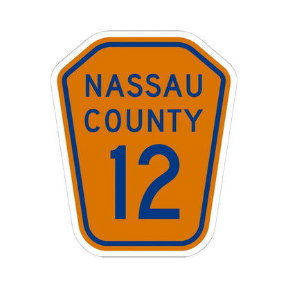 Nassau County 12 NY (New York) (Road Sign) STICKER Vinyl Kiss-Cut Decal 6 Inch White - The Sticker Space
