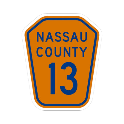 Nassau County 13 NY (New York) (Road Sign) STICKER Vinyl Kiss-Cut Decal 3 Inch White - The Sticker Space