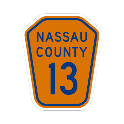 Nassau County 13 NY (New York) (Road Sign) STICKER Vinyl Kiss-Cut Decal 4 Inch White - The Sticker Space