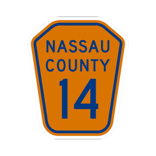 Nassau County 14 NY (New York) (Road Sign) STICKER Vinyl Kiss-Cut Decal 2 Inch White - The Sticker Space