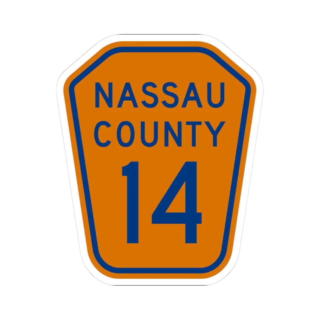 Nassau County 14 NY (New York) (Road Sign) STICKER Vinyl Kiss-Cut Decal 3 Inch White - The Sticker Space