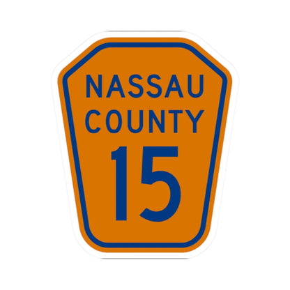 Nassau County 15 NY (New York) (Road Sign) STICKER Vinyl Kiss-Cut Decal 2 Inch White - The Sticker Space
