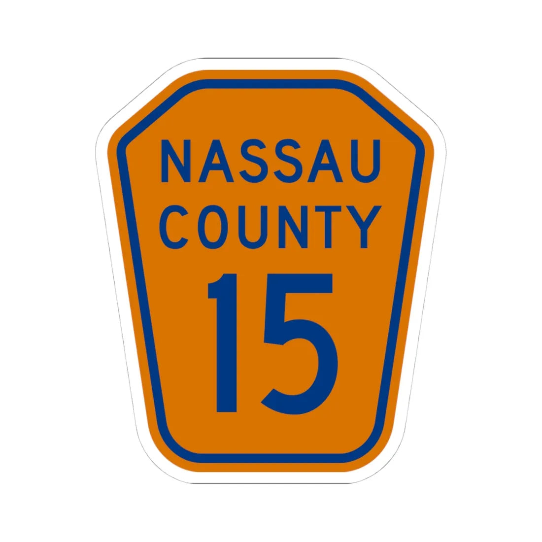Nassau County 15 NY (New York) (Road Sign) STICKER Vinyl Kiss-Cut Decal 4 Inch White - The Sticker Space
