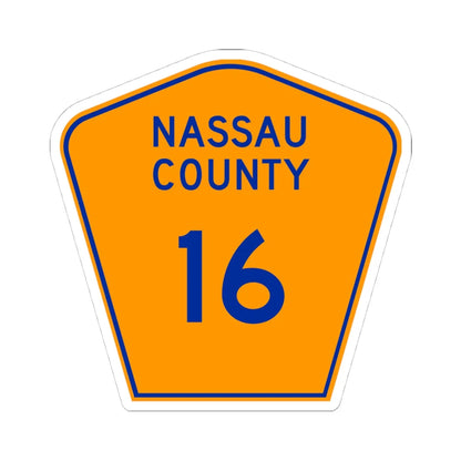 Nassau County 16 NY (New York) (Road Sign) STICKER Vinyl Kiss-Cut Decal 4 Inch White - The Sticker Space