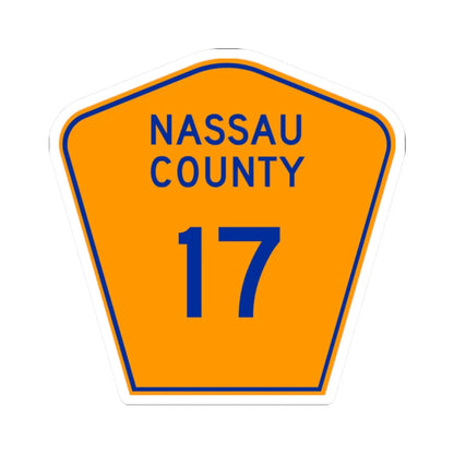 Nassau County 17 NY (New York) (Road Sign) STICKER Vinyl Kiss-Cut Decal 2 Inch White - The Sticker Space