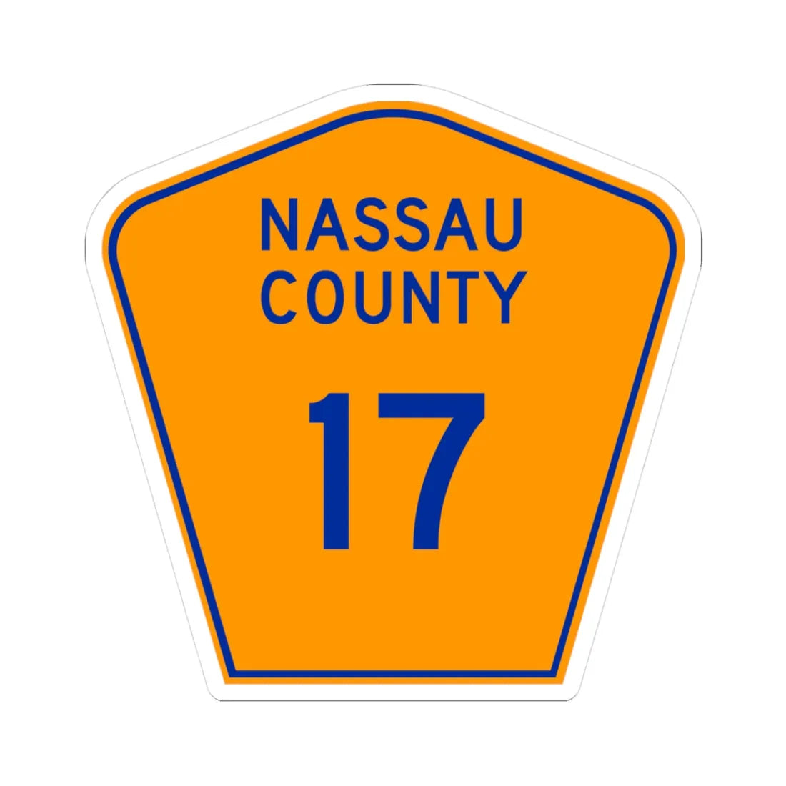 Nassau County 17 NY (New York) (Road Sign) STICKER Vinyl Kiss-Cut Decal 3 Inch White - The Sticker Space
